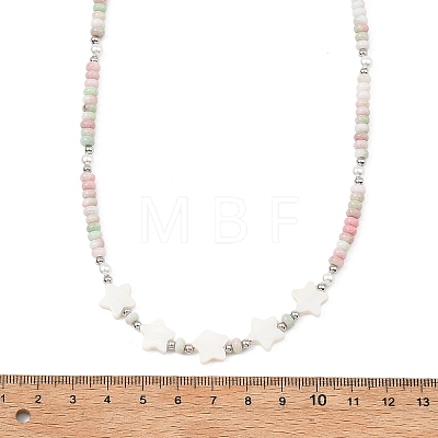 Summer Star Shell Pearl & Ombre Effect Dyed Glass Beaded Necklaces for Women NJEW-JN06051-01-1