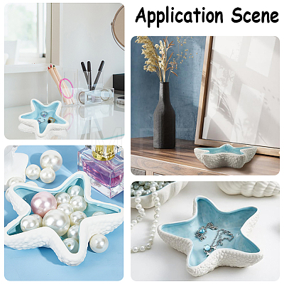 1Pc Starfish Shape Ceramic Jewelry Plate AJEW-SC0002-96B-1