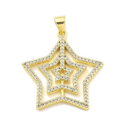 Rack Plating Brass Micro Pave Cubic Zirconia Pendants KK-D359-30G-1