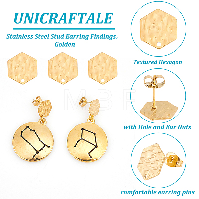 Unicraftale 20Pcs 304 Stainless Steel Stud Earring Findings STAS-UN0045-99-1