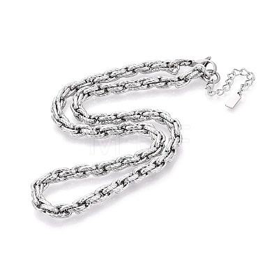 6MM 304 Stainless Steel Textured Rope Chain Necklaces for Men NJEW-N062-01P-1