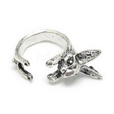 Adjustable Alloy Bunny Cuff Finger Rings RJEW-S038-069-1