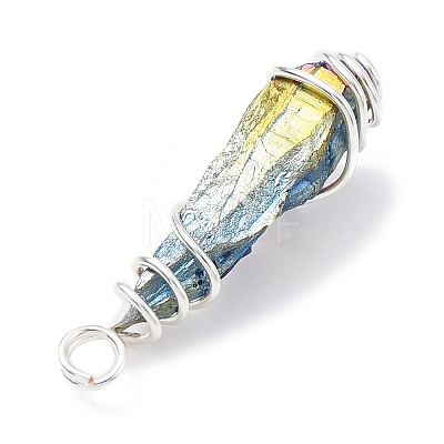 Electroplated Raw Rough Natural Quartz Crystal Copper Wire Wrapped Pendants PALLOY-JF02414-02-1