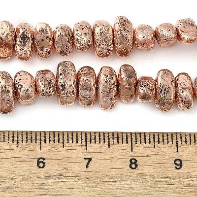 Electroplated Natural Lava Rock Beads Strands G-L606-D02-01E-1