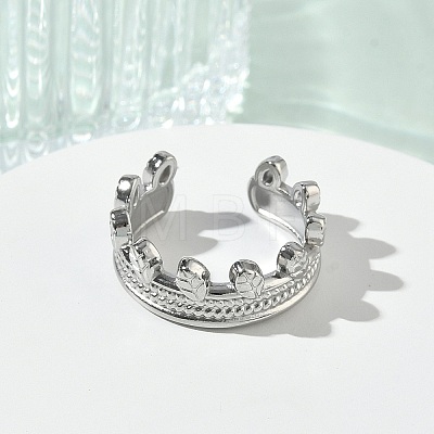 304 Stainless Steel Cuff Open Rings for Women RJEW-L341-02A-P-1