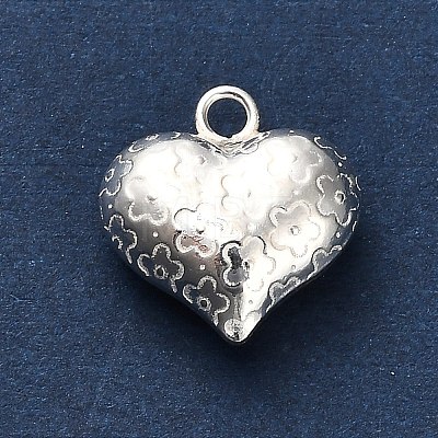 925 Sterling Silver 3D Textured Heart Charms STER-U009-10S-01-1