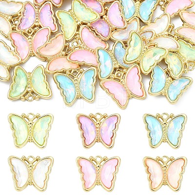 12Pcs 6 Colors Alloy Glass Pendants GLAA-YW0005-67-1