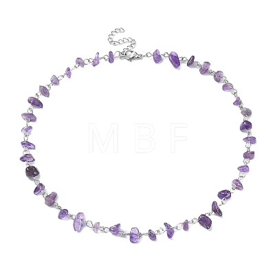 Natural Mixed Gemstone Chips Beaded Necklace NJEW-JN04311-1
