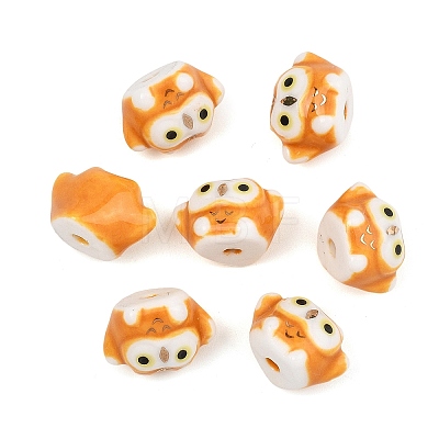 Cute Hand Painted Mini Owl Porcelain Beads PORC-F014-01D-1