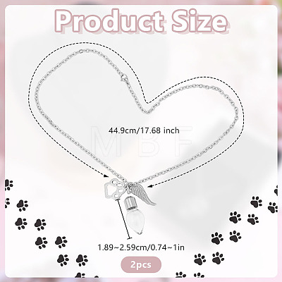 2Pcs 304 Stainless Steel Pendant Necklaces NJEW-DR00037-1