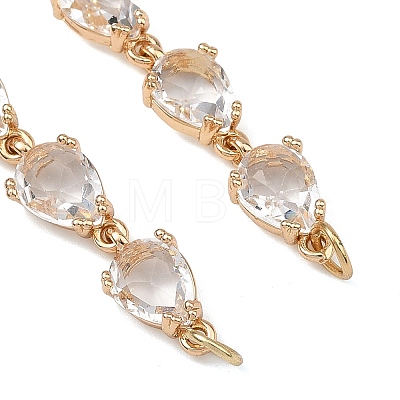 Brass Glass Teardrop Link Chain Bracelet Making AJEW-JB01646-1