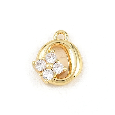 Brass Micro Pave Clear Cubic Zirconia Charms KK-Z151-18G-O-1