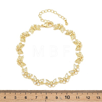 Brass Micro Pave Clear Cubic Zirconia Link Chain Bracelets for Women BJEW-A090-10D-G-1