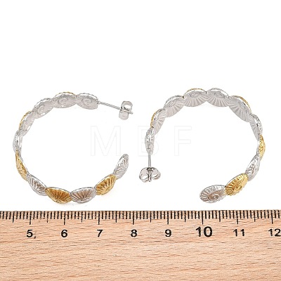 304 Stainless Steel Shell Shape Stud Earrings for Women SA-CBA45D5-32GP-1