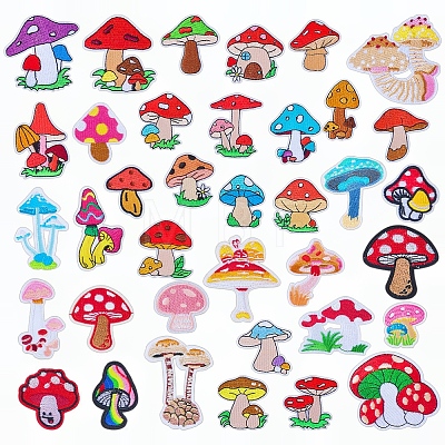 37Pcs Mushroom Embroidered Cloth Patch PATC-WR0001-31-1