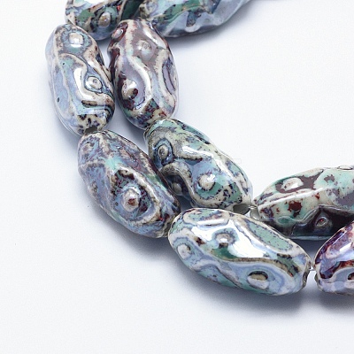 Eco-Friendly Glazed Porcelain Beads PORC-P027-D08-1