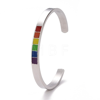Rainbow Pride Cuff Bangle BJEW-F419-154P-1