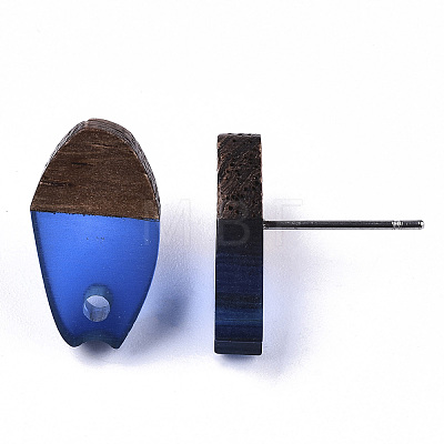 Transparent Resin & Walnut Wood Stud Earring Findings MAK-N032-010A-A01-1