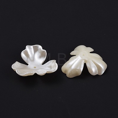 3-Petal Flower ABS Plastic Imitation Pearl Bead Caps OACR-R016-05-1