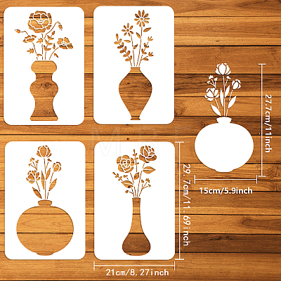 4Pcs 4 Styles PET Hollow Out Drawing Painting Stencils DIY-WH0395-0003-1