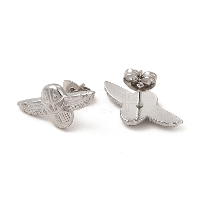 304 Stainless Steel Airplane Stud Earrings for Women EJEW-I281-17P-1