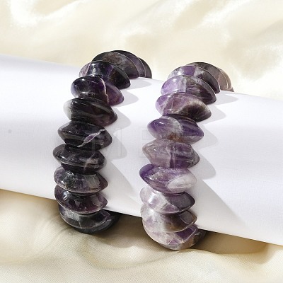 Bicone Natural Amethyst Beads Stretch Bracelets for Women Men BJEW-C097-05A-1