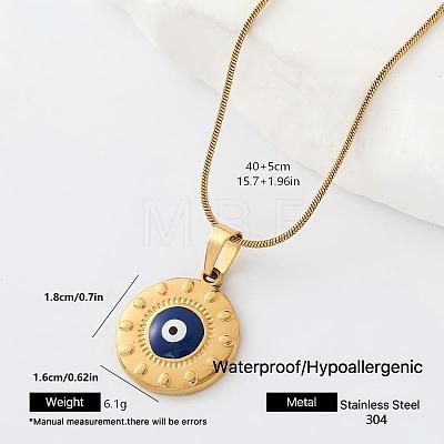 304 Stainless Steel Enamel Evil Eye Pendant Necklaces for Men Women KO5396-4-1