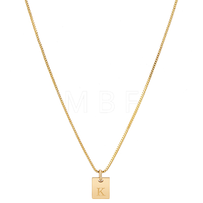 1Pc Stainless Steel Letter Rectangle Pendant Necklaces NJEW-LP0001-34K-G-1