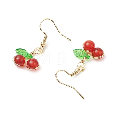 Copper Wired Natural Carnelian Dangle Earrings EJEW-JE06298-01-1