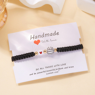 Sport Theme Plastic Charm Braided Bead Bracelets WG0CE78-01-1