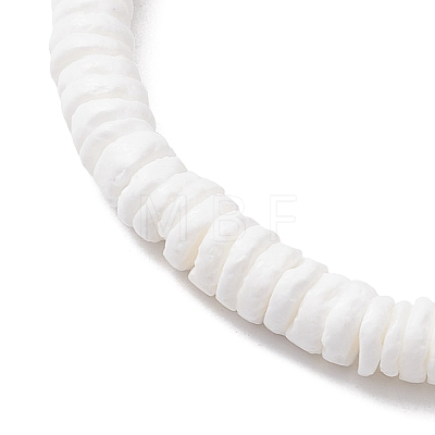 Natutal White Sea Shell Disc Beaded Stretch Bracelets BJEW-JB10551-01-1