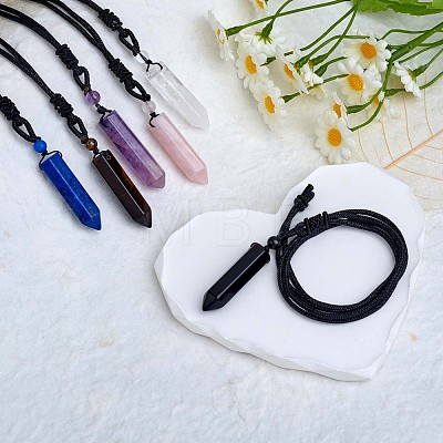 Natural Tiger Quartz Bullet Pendant Necklace JN1043A-1