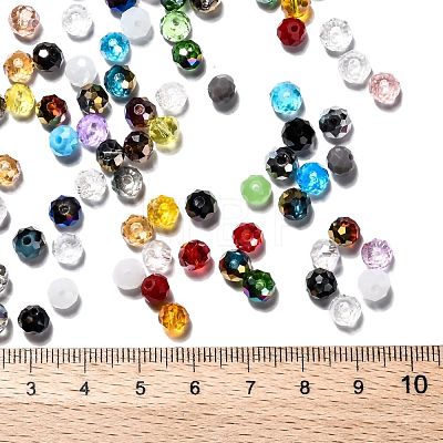 Faceted Rondelle Electroplate Glass Beads Strands EGLA-X0003-6x4mm-1