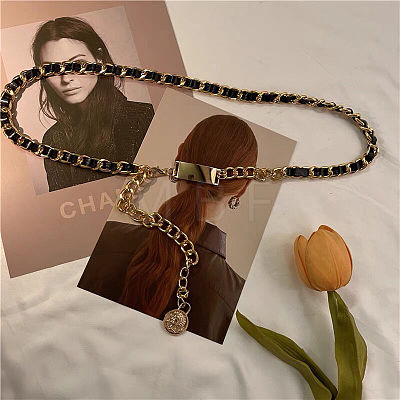 Alloy & PU Leather Twisted Waist Body Chains for Woman WG5E7A9-01-1