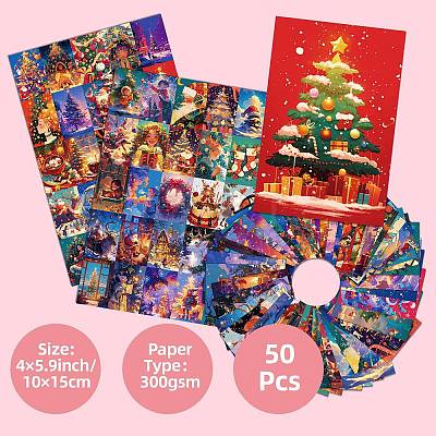 50Pcs Christmas Paper Greeting Cards DIY-P085-15B-1