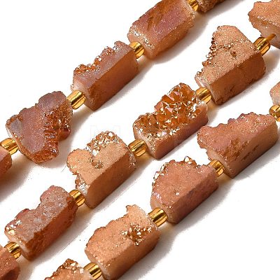 Electroplated Natural Druzy Agate Beads Strands G-R012-A02-07-1