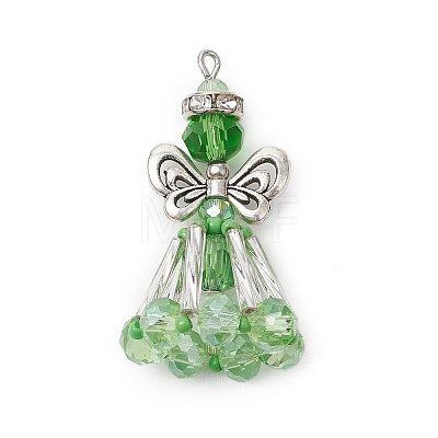 Handmade Glass Seed Beaded Angel Pendants PALLOY-MZ00497-1