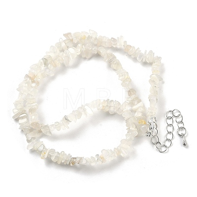 Natural Moonstone Chip Beaded Necklaces for Men Women NJEW-G159-01J-1