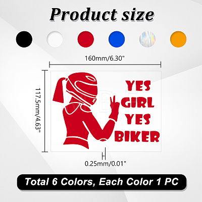 AHADERMAKER 6 Sheets 6 Colors PET Cartoon Self Adhesive Car Stickers STIC-GA0001-20-1
