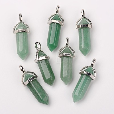 Natural Green Aventurine Double Terminated Pointed Pendants X-G-F295-04A-1