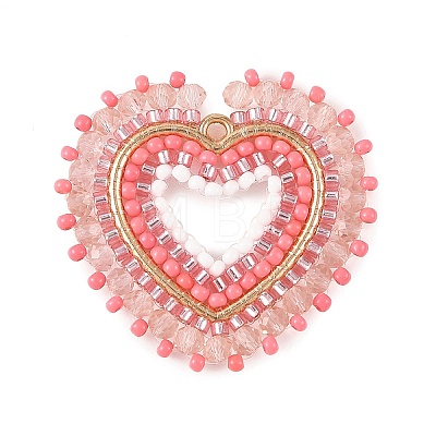 Glass Seed Beaded Pendants PALLOY-MZ01385-03-1