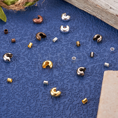 Brass Crimp Tube Beads and Brass Crimp Beads Covers KK-TA0006-01-1