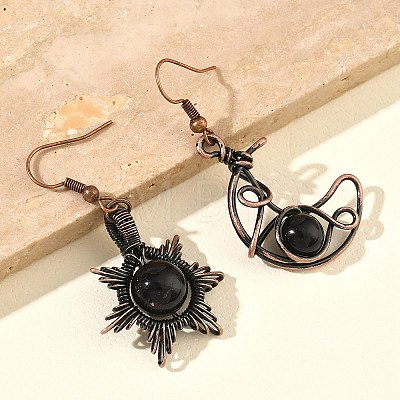 Natural Obsidian Dangle Earrings G-H359-07R-08-1