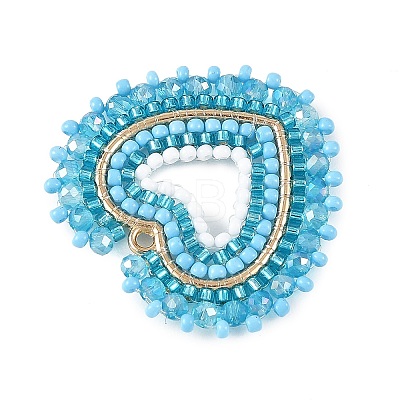 Glass Seed Beaded Pendants PALLOY-MZ01385-01-1
