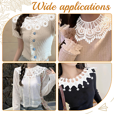 6Pcs 6 Styles Polyester Embroidery Lace Collar AJEW-CY0002-84-1