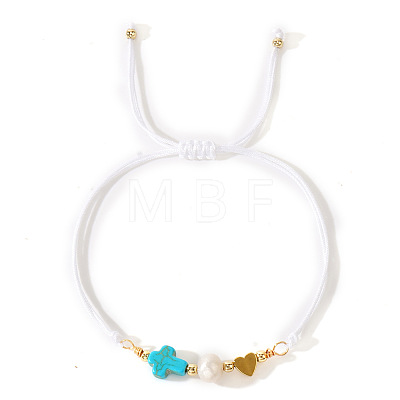 Freshwater Pearl & Turquoise Beads Link Bracelets GE3898-1-1