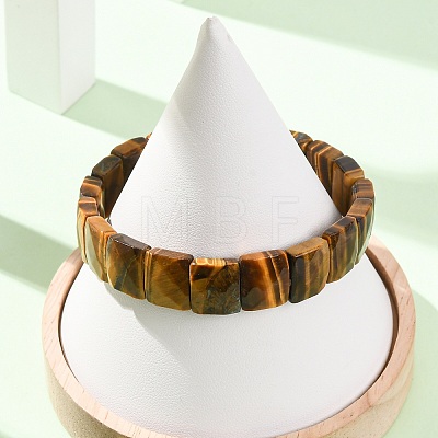 Natural Tiger Eye Beaded Stretch Bracelets for Unisex G-K303-02A-1