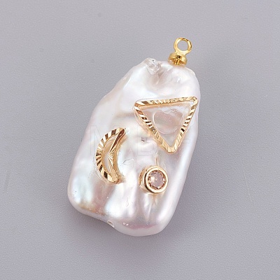 Natural Cultured Freshwater Pearl Pendants PEAR-L025-10G-1
