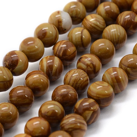 Natural Wood Lace Stone Wooden Jasper Beads Strands G-G763-05-8mm-1