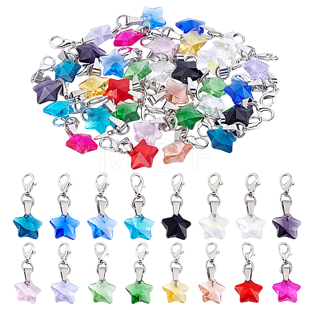32Pcs 16 Style Glass Pendant Decorations HJEW-BC00114-1